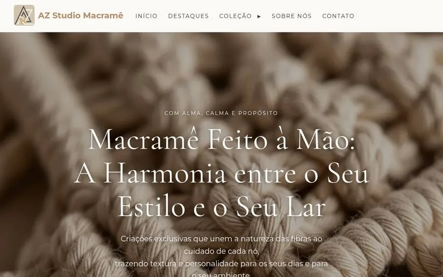 Homepage of AZ Studio Macramê, a website built with InboundSavvy