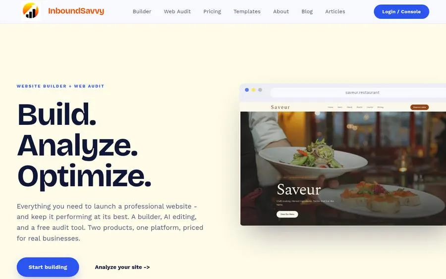 Homepage of InboundSavvy, a website built with InboundSavvy