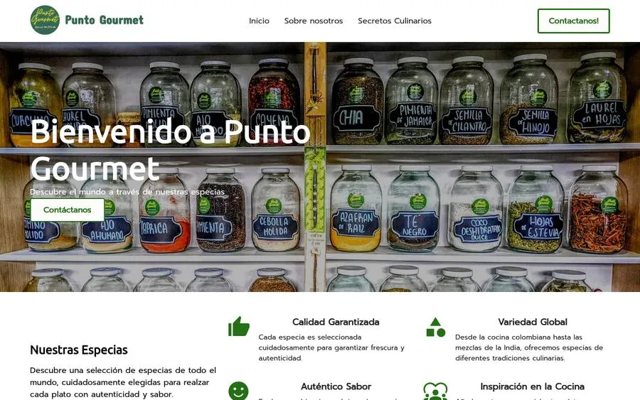 Homepage of Punto Gourmet, a website built with InboundSavvy
