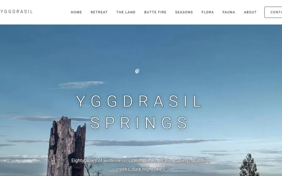Homepage of Yggdrasil Springs, a website built with InboundSavvy